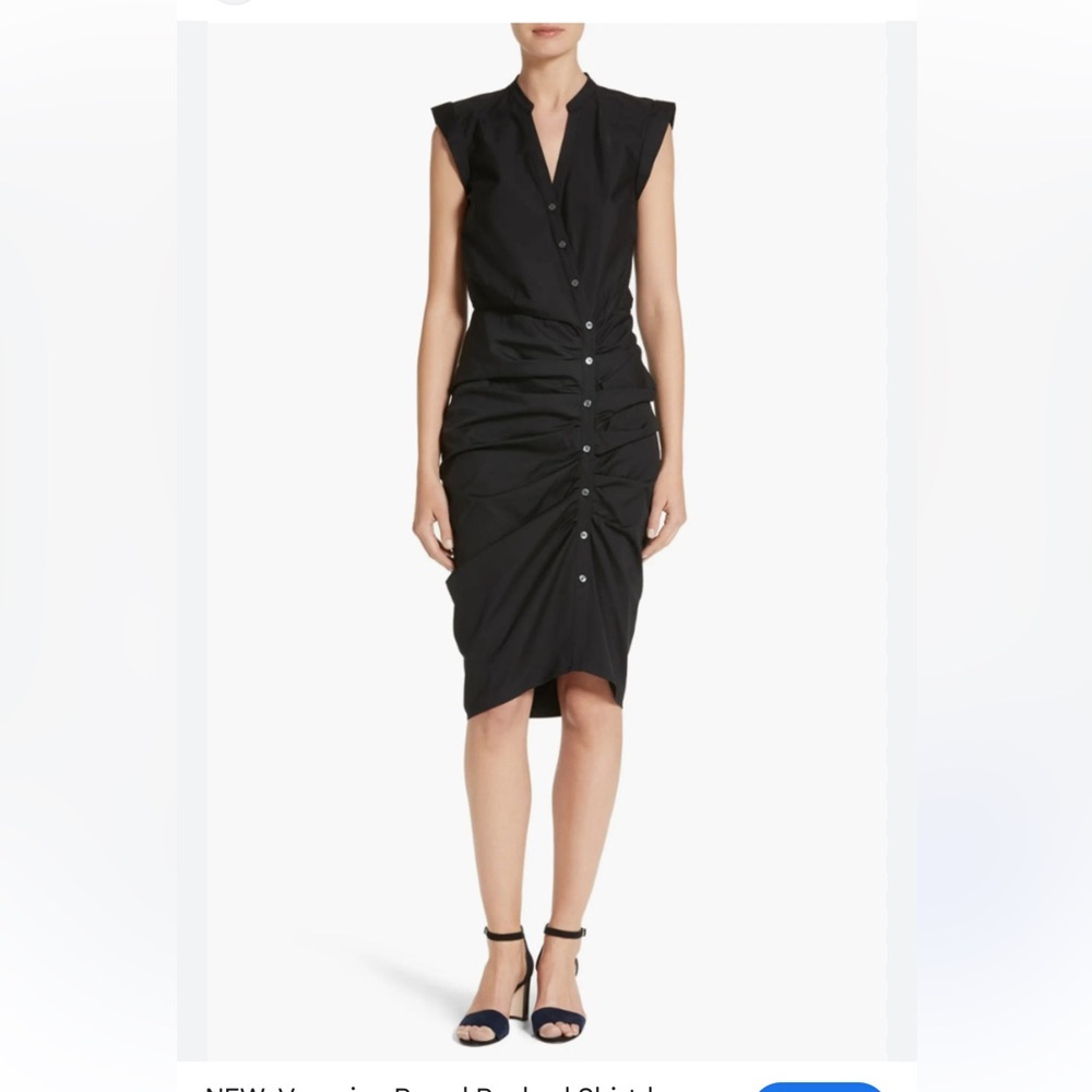 Veronica Beard Black Button-Front Ruched Midi Ski… - image 11